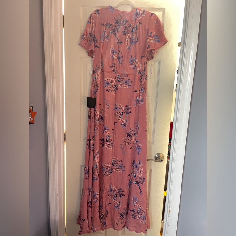 Lulus Fiorire Rose Floral Print Wrap Maxi Dress XL nwt no belt - Picture 2 of 15